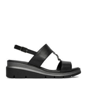 Sandały Lasocki. Czarne sandały Lasocki, bez wzorów, bez obcasa, na koturnie, bez zapięcia. Za 179,99 zł.