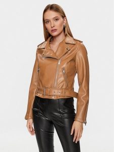 Glamorous Kurtka z imitacji skóry RL0522C Brązowy Regular Fit. Brązowe kurtki Glamorous, bez wzorów, ze skóry, bez kaptura. Za 399,99 zł.