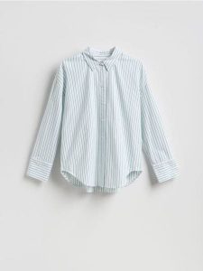 Bawełniana koszula - zielony. Zielone koszule Reserved, l, bez wzorów, z bawełny, bez kołnierzyka, bez ramiączek. Za 109,99 zł.