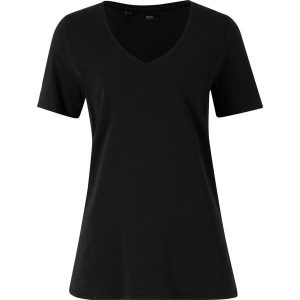 T-shirt z bawełną organiczną. Fioletowe t-shirty bonprix, bez wzorów, z bawełny, bez kołnierzyka, bez ramiączek. Za 57,99 zł.