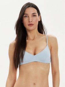 Tommy Hilfiger Góra od bikini UW0UW05307 Błękitny. Niebieskie bikini TOMMY HILFIGER, bez wzorów, z syntetyku. Za 129,99 zł.