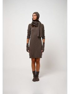 AUTHENTIC CASHMERE Kaszmirowa sukienka "Armet" w kolorze brązowym rozmiar: M. Brązowe sukienki AUTHENTIC CASHMERE, m, bez wzorów, z kaszmiru, bez kołnierzyka, bez ramiączek, mini. Za 289,88 zł.