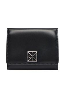 Calvin Klein Portfel Emblem Hw Medium Trifold LV04F1082G Czarny. Czarne portfele Calvin Klein, bez wzorów, ze skóry. Za 299,99 zł.