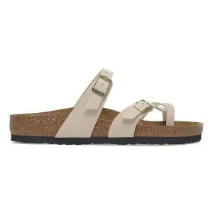 Birkenstock Mayari BF Japonki damskie. Białe klapki Birkenstock, bez wzorów, z nubiku, bez obcasa. Za 349,99 zł.