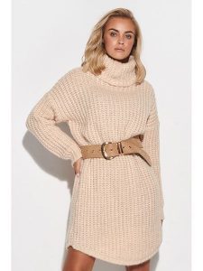 Makadamia Sweter w kolorze beżowym rozmiar: onesize. Brązowe golfy Makadamia, bez wzorów, z wełny. Za 91,12 zł.