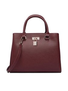 Nine West Torebka CEO-TRUE GRACE-LDA9866 Bordowy. Czerwone kuferki Nine West, bez wzorów, ze skóry, bez dodatków. Za 299,99 zł.