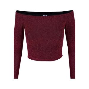 Damska Brokatowa Bluzka Na Ramiączkach Z Długim Rękawem. Brązowe bluzki Urban Classics, s, bez wzorów, sportowe, bez kołnierzyka, bez ramiączek. Za 84,99 zł.