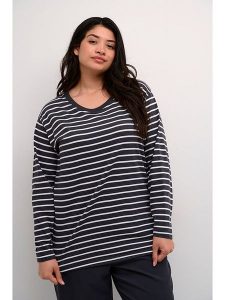 Kaffe Koszulka "Winni" w kolorze antracytowo-białym rozmiar: XL. Czarne bluzki Kaffe, xl, bez wzorów, z bawełny, bez kołnierzyka, bez ramiączek. Za 74,63 zł.