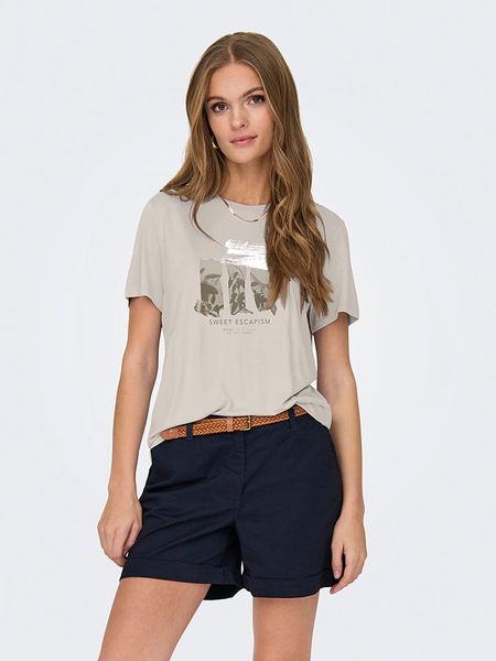 ONLY Koszulka w kolorze beżowym rozmiar: S. Brązowe bluzki ONLY, s, bez wzorów, bez kołnierzyka, bez ramiączek. Za 74,28 zł.