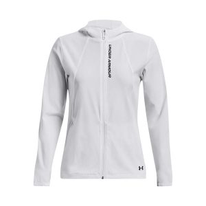 Damska bluza dresowa Under Armour OutRun the Storm. Białe kurtki Under Armour, bez wzorów, z dresówki, bez kaptura. Za 425,55 zł.