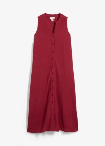 Muślinowa szmizjerka z czystej bawełny. Fioletowe sukienki bonprix, bez wzorów, z bawełny, bez kołnierzyka, bez ramiączek, maxi, oversize. Za 119,99 zł.