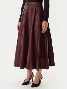 Guess Spódnica z imitacji skóry W5BD71 K8S30 Brązowy Regular Fit. Brązowe spódnice Guess, s, z aplikacjami, ze skóry. Za 479,99 zł.