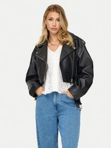 ONLY Kurtka z imitacji skóry Vera 15321935 Czarny Regular Fit. Czarne kurtki ONLY, l, bez wzorów, ze skóry, bez kaptura. Za 199,99 zł.
