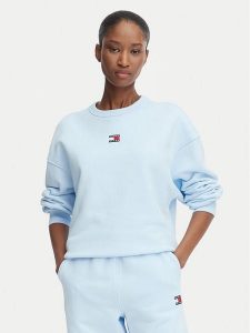 Tommy Jeans Bluza DW0DW17325 Niebieski jasny Regular Fit. Niebieskie bluzy Tommy Jeans, xs, bez wzorów, z bawełny, bez kaptura. Za 369,99 zł.