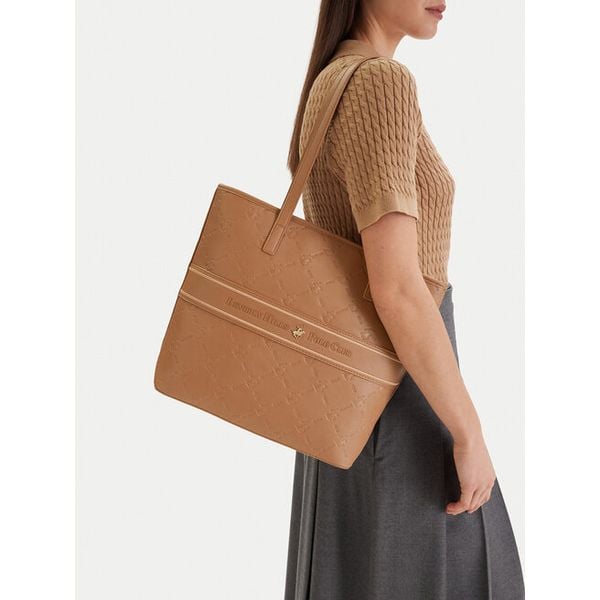 Torebka Beverly Hills Polo Club. Brązowe shopper bag Beverly Hills Polo Club, bez wzorów, bez dodatków. Za 299,99 zł.
