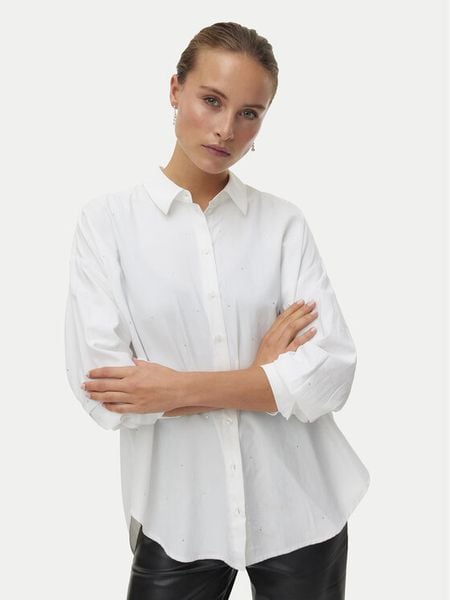 Vero Moda Koszula Fanni 10337791 Biały Oversize. Białe koszule Vero Moda, l, bez wzorów, z bawełny, bez kołnierzyka, bez ramiączek. Za 119,99 zł.