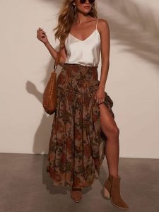 Milan Kiss Spódnica w kolorze brązowym rozmiar: L. Brązowe spódnice Milan Kiss, l, bez wzorów, maxi. Za 152,99 zł.