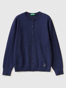 Benetton Kardigan w kolorze granatowym rozmiar: 140. Niebieskie kardigany Benetton, ze splotem. Za 105,38 zł.