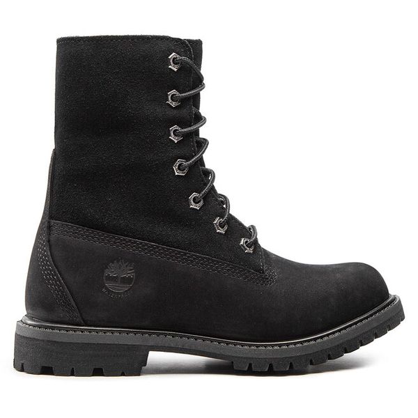 Trapery Timberland. Czarne buty zimowe Timberland, bez obcasa, bez zapięcia. Za 629,99 zł.