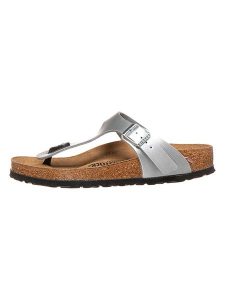Birkenstock Japonki "Gizeh" w kolorze srebrnym rozmiar: 36. Szare klapki Birkenstock, bez wzorów, z otwartym noskiem, bez obcasa. Za 239,86 zł.