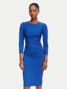 Rinascimento Sukienka koktajlowa CFC0130327003 Niebieski Slim Fit. Niebieskie sukienki Rinascimento, l, bez wzorów, z syntetyku, wizytowe, bez kołnierzyka, bez ramiączek. Za 529,99 zł.