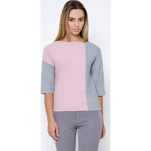 Bluzka w kolorze różowo-szarym. Bluzki marki Far Far Fashion. W wyprzedaży za 79,95 zł.