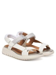 Geox Sandały D Flextride S D65BSD 05415 C1236 Biały. Białe sandały Geox, bez wzorów, ze skóry, bez obcasa, na płaskiej podeszwie, bez zapięcia. Za 419,99 zł.