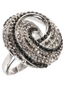 MENTHE À L'O Pierścionek z kryształami rozmiar: 58. Czarne pierścionki MENTHE À L'O, z kryształem. Za 118,28 zł.