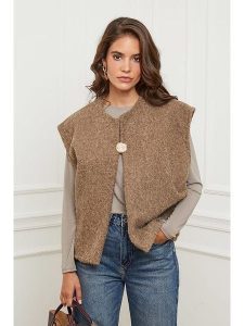 L'armoire de Suzette Kamizelka w kolorze szarobrązowym rozmiar: 34/36. Brązowe kamizelki L'armoire de Suzette, l, bez wzorów, z wełny, bez kołnierzyka, bez ramiączek, bez kaptura. Za 100,52 zł.