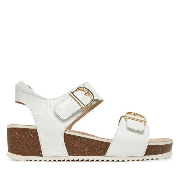 Sandały Ara. Białe sandały Ara, bez wzorów, bez obcasa, na koturnie, bez zapięcia. Za 239,99 zł.