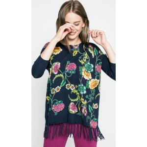 Desigual - Sweter. Szare swetry klasyczne marki Desigual, z dzianiny, z krótkim rękawem. W wyprzedaży za 199,90 zł.