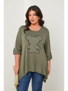 Curvy Lady Bluzka w kolorze khaki rozmiar: 40/42. Brązowe bluzki Curvy Lady, bez wzorów, klasyczne, bez kołnierzyka, bez ramiączek. Za 106,13 zł.