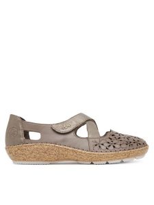 Rieker Półbuty CEO-44856-64 Szary. Szare półbuty Rieker, bez wzorów, ze skóry, bez obcasa, na płaskiej podeszwie, bez zapięcia. Za 329,99 zł.