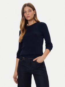 MICHAEL Michael Kors Sweter MF561CJ33D Granatowy Slim Fit. Niebieskie swetry klasyczne MICHAEL Michael Kors, s, z wiskozy, bez kołnierzyka. Za 579,99 zł.