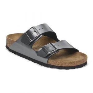 Klapki damskie Birkenstock Arizona Bs. Szare klapki Birkenstock, bez wzorów, z materiału, bez obcasa. Za 481,00 zł.
