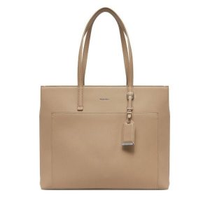 Torebka Calvin Klein. Brązowe shopper bag Calvin Klein, bez wzorów, bez dodatków. Za 439,99 zł.