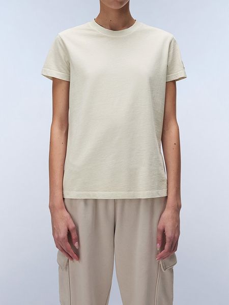 Napapijri Koszulka w kolorze kremowym rozmiar: XS. Brązowe bluzki Napapijri, xs, bez wzorów, z bawełny, bez kołnierzyka, bez ramiączek. Za 61,31 zł.