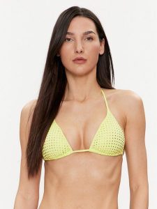 Guess Góra od bikini E4GJ07 KC5Z0 Żółty. Żółte bikini Guess, z aplikacjami, z syntetyku. Za 229,99 zł.
