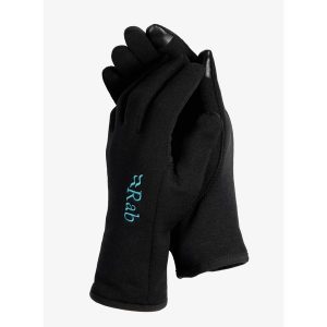 Rękawiczki damskie Rab Power Stretch Contact Glove. Czarne rękawiczki RAB, bez wzorów. Za 118,99 zł.