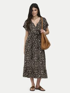 ONLY Sukienka codzienna Zilla Adele 15357778 Beżowy ciemny Regular Fit. Brązowe kombinezony ONLY, m, bez wzorów, z wiskozy, bez kołnierzyka, bez ramiączek. Za 169,99 zł.