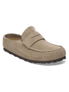 Birkenstock Skórzane klapki "Naples" w kolorze szarobrązowym rozmiar: 44. Brązowe klapki Birkenstock, bez wzorów, bez obcasa. Za 474,95 zł.