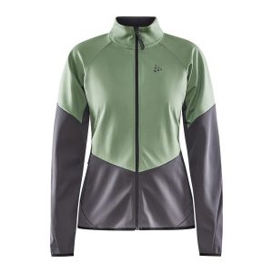 Damska wiatrówka Craft Glide. Zielone kurtki Craft, bez wzorów, z softshellu, bez kaptura. W wyprzedaży za 279,00 zł.