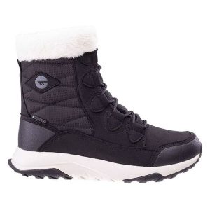 Buty zimowe damskie Hi-Tec Mestia Mid WP Wo's - czarne, Rozmiar buta 39. Czarne buty sportowe Hi-tec, na zimę, bez wzorów, z polaru, bez zapięcia, trekkingowe. Za 209,99 zł.
