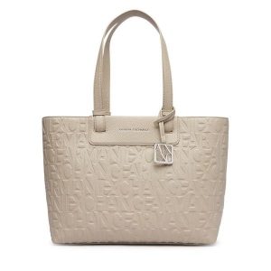 Torebka Armani Exchange. Brązowe shopper bag Armani Exchange, bez wzorów, bez dodatków. Za 564,99 zł.