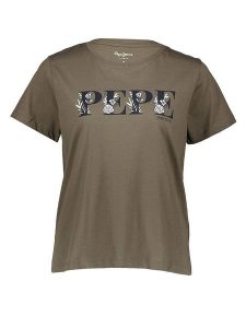 Pepe Jeans Koszulka w kolorze khaki rozmiar: XS. Brązowe bluzki Pepe Jeans, xs, bez wzorów, z bawełny, bez kołnierzyka, bez ramiączek. Za 76,95 zł.
