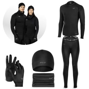 Zestaw odzieży termicznej unisex 4FIZJO czarny - 5 elementów. Czarna komplety bielizny 4FIZJO, bez wzorów. Za 219,99 zł.