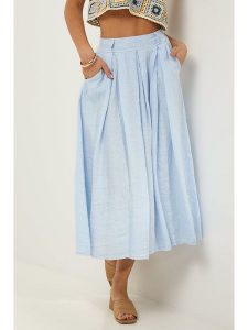 Le Monde du Lin Lniana spódnica w kolorze błękitnym rozmiar: 40/42. Niebieskie spódnice Le Monde du Lin, bez wzorów, ze lnu, klasyczne, midi. Za 130,99 zł.