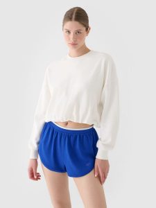 4F Bluza dresowa nierozpinana bez kaptura damska - biała XXL. Białe bluzy 4f, s, bez wzorów, z bawełny, bez kaptura. W wyprzedaży za 69,99 zł.
