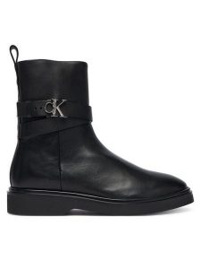 Calvin Klein Botki Ankle Boot W/ Metal Logo HW0HW02663 Czarny. Czarne botki Calvin Klein, bez wzorów, ze skóry, bez obcasa, na płaskiej podeszwie, bez zapięcia. Za 579,99 zł.