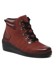 Go Soft Trzewiki WI23-WARUNA-03 Bordowy. Czerwone botki Go Soft, bez wzorów, ze skóry, bez obcasa, na koturnie, bez zapięcia. Za 124,99 zł.